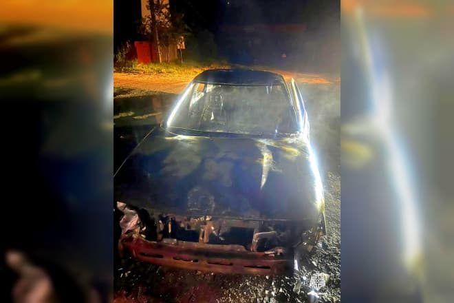 Ночью в садовом товариществе Десногорска горел легковой автомобиль