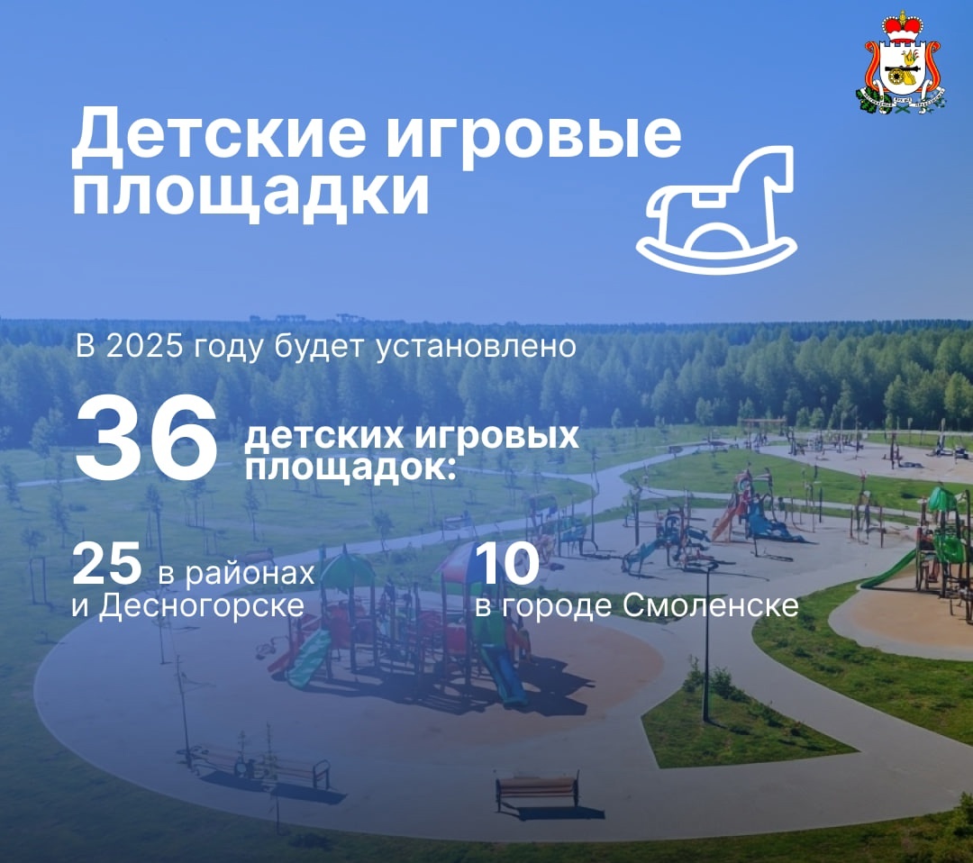 36 детских игровых площадок возведут на Смоленщине в этом году